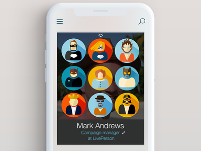 Aspire Liveperson app design avatar integrate liveperson share superhero uidesign