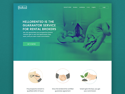 Hellorented fintech home page landing page real estate rent