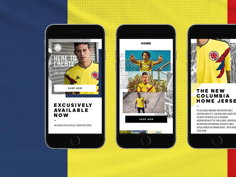 Adidas Federations Columbia mobile design digital ui ux interface