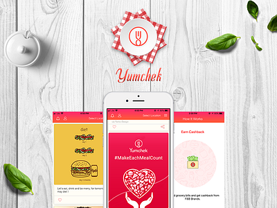 YUMCHEK APP DESIGN app branding colors design food graphic design vector