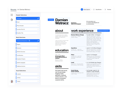 CV Tool app design builder clean cv design editor minimalistic resume ui user experience ux web app