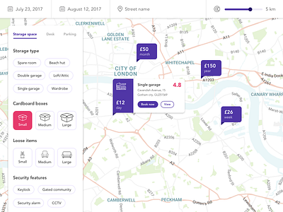 Storage search and filter filter friendly map purple search ui ux