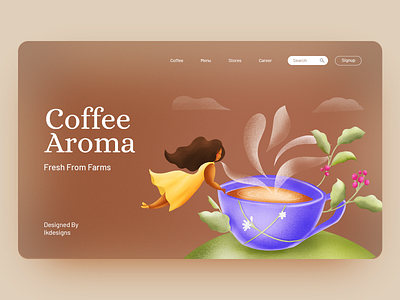 Coffee Illustration branding bright colours design hand drawn illustration nature procreate ui vibrant web design