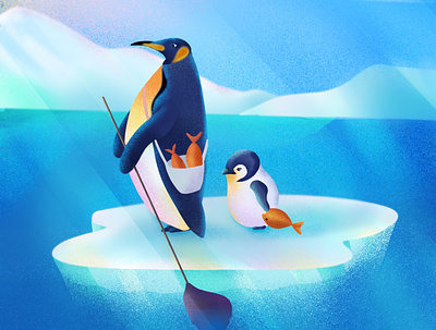 Penguins bright colours design graphic design illustration ipad procreate vibrant visual design