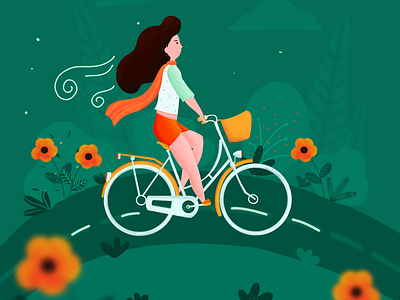 Cycling girl illustration