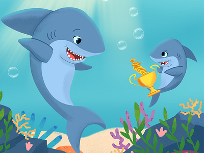 Mom Shark and Son book cartoon characters children design draw illustration kidsbook