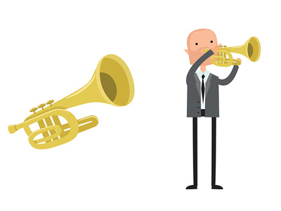 The trumpet player 2d 2dart character character art character concept character creation character design character study concept design designmatters flat flat design francescatabasso illustration illustrator illustrator art motion art vector