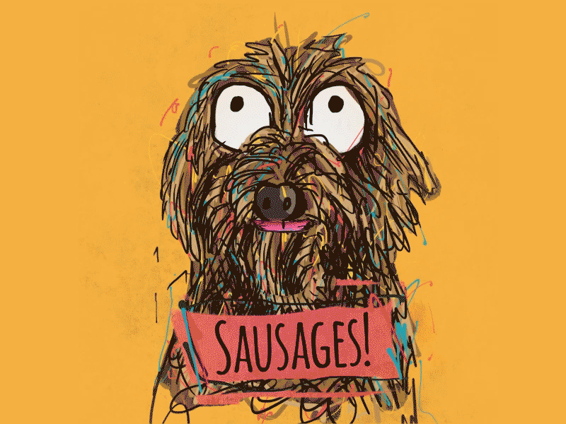 SAUSAGES!! animation dog drawn edinburgh illustration paint photoshop year