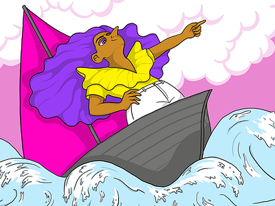 "A gonfie vele" for Babbel Magazine captain cartoon cartoon character character girl illustration sea