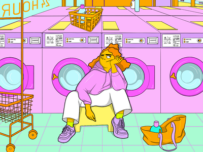 Laundry Day bored character clothes editorial illustration illustration jester laundry nike washer