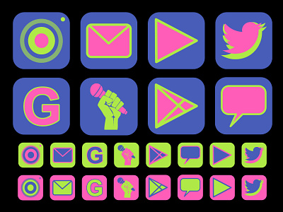 Cyber Icons in 3 colors affinity designer android android app icons vector