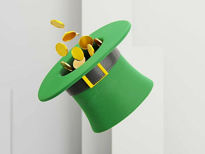 Lucky 3d black white blender design gold green illustration st patricks day