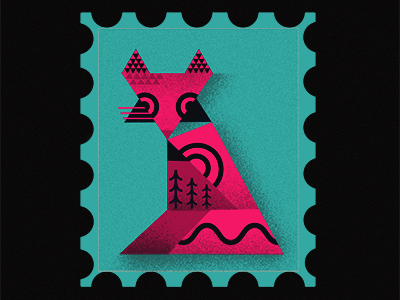 stamp abstract fox stamp