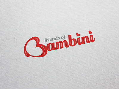 Friends of Bambini logo branding caring charity custom font friends heart logo red script