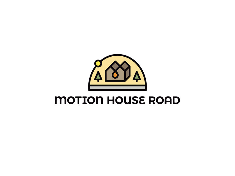 Motion House Road logo animation brand house logo microcosm mograph monoweight moon motion road snow globe sun