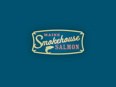 Maine Smokehouse Salmon blue branding fish logo maine salmon smokehouse vintage