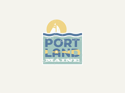 Portland, Maine Logo brand lighthouse maine ocean portland sailboat t shirt waves
