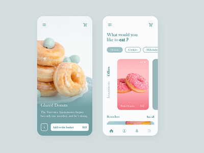 Bakery and beverages app design app bakery concept delivery design donut food shop typography ui ux