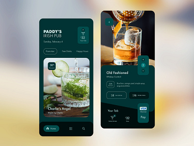 Paddy's Irish Pub app - It's Always Sunny in Philadelphia app catalog checkout page concept design drink food homepage landing page mobile order pub ui ux
