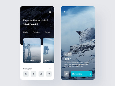 Travel app - Star Wars app concept design interaction mobile star wars travel travel app ui user interface ux