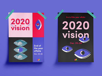 Branding for end of the year company offsite 2020 2020vision branding design logo monday.com offsite poster vision