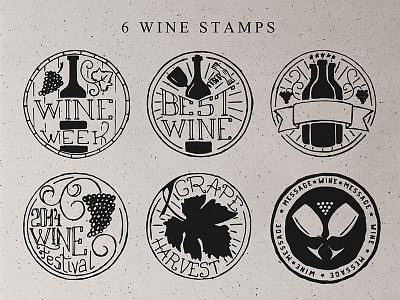 6 Wine Stamps - Free bottle free grape stamp stamps wine