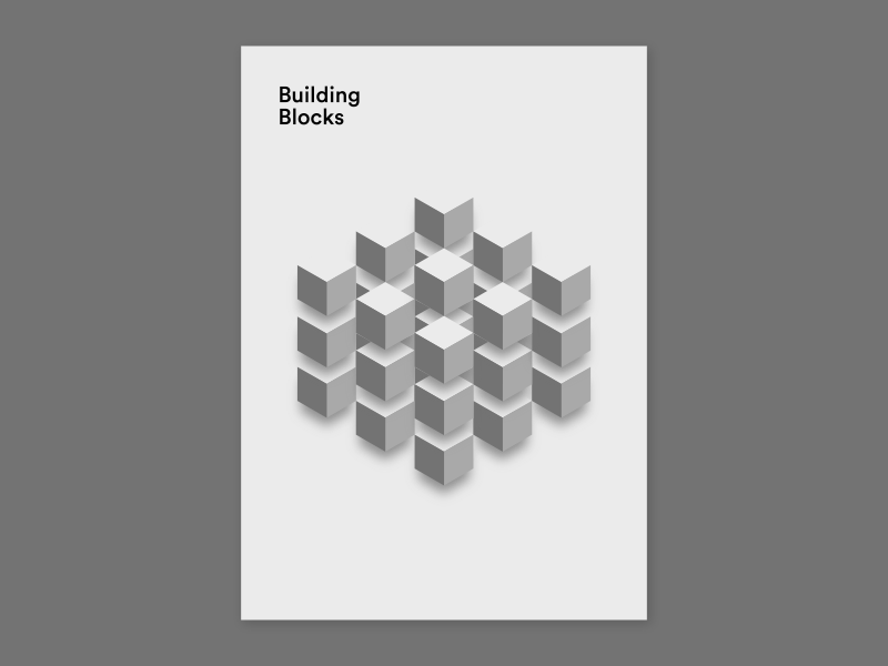 Cubes black white cubes isometric design poster