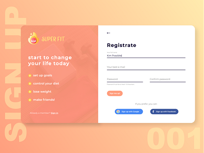 Sign up page dailyui dailyui 001 firstshot