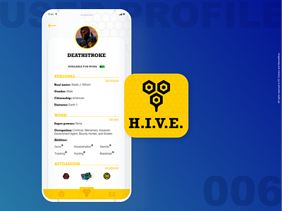 H.I.V.E. user profile page