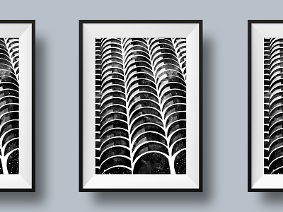 Chicago Marina City Towers chicago city contrast grayscale gritty hightlight illustration marina shadow stylized texture tower urban