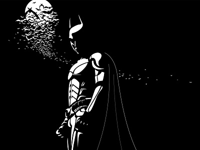 The Dark Knight illustration batman bats black contrast dark illustration knight line moon night simple superhero