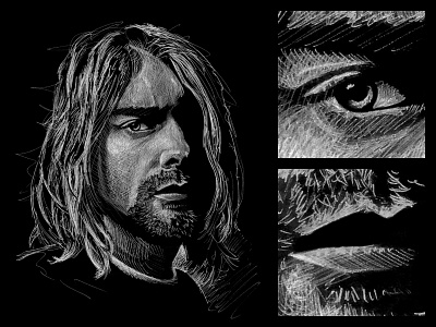 Kurt Cobain Portrait black and white cobain contrast drawing grunge illustration kurt cobain nirvana pen portrait reverse sketch