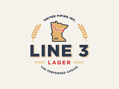 Line 3 Lager Logo beer brew clean duluth lager logo mark minnesota pipeline state wheat