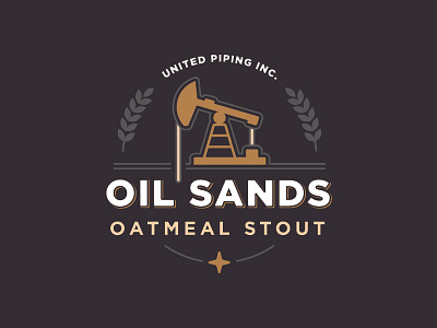 Oil Sands Oatmeal Stout Logo beer dark drill logo mark oatmeal oil piping sands star stout well
