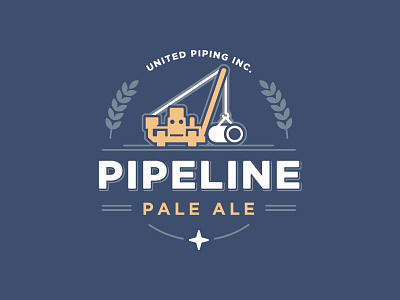 Pipeline Pale Ale - v2 ale beer blue brew logo machinery mark pale pipe pipeline star wheat