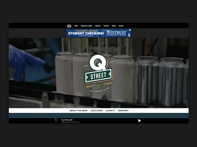 Q Street Beer - Website - Dynamic video bg & sticky nav beer blue can green hops nav navigation q sticky street video website