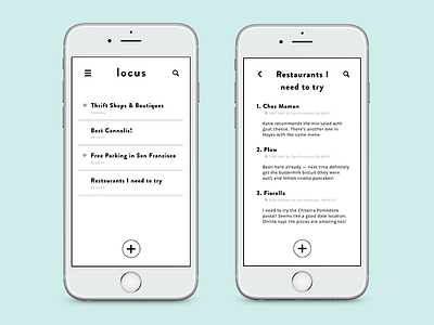 Locus app debut design ios iphone list mobile simple sketch ui user interface ux