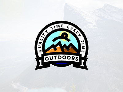 Outdoors - Quality time, Every time badge challenge dribbble lines mountain mountains outdoor quality scenery snow thick time
