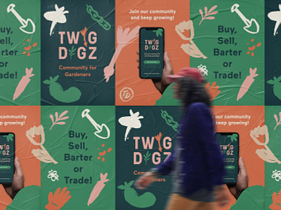 Visual Identity for Twig Digz app brand design branding design gardening illustration logo twig digz visual identity