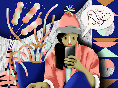 Detail from a Selfie illustration bubble chat gradient hat herbs illustration iphone plants