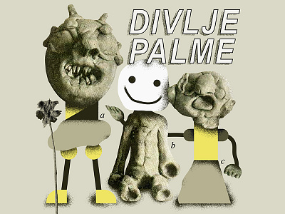 Party Flyer for Divlje Palme characters clay divlje palme experimental flyer party poster techno wild palms