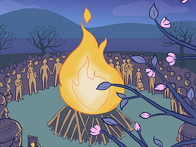 Valborg bonfire community illustration nature