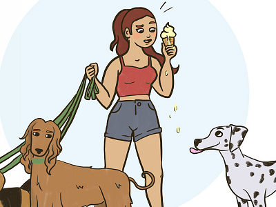 Dog Walker dog girl illustration