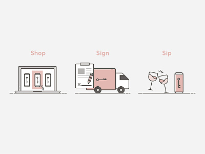 WineSociety Process Icons alcohol direct to consumer e commerce glass iconography icons illustrations process truck web website wine