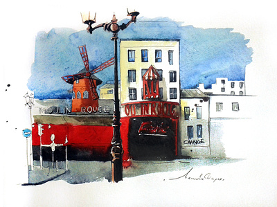 Moulin Rouge illustration sketch watercolour
