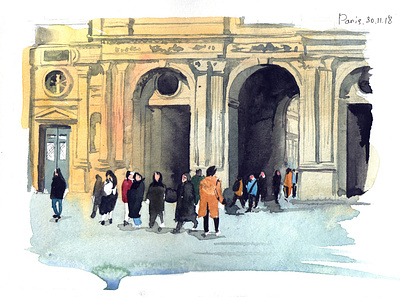 Louvre aquarelle art illustration sketch watercolor watercolour