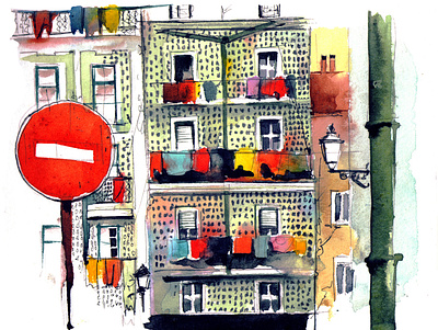 Lisbon 2 abstract aquarelle art illustration nature sketch travel watercolor watercolour