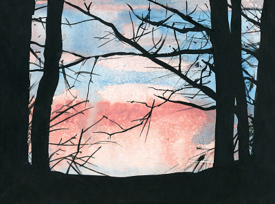 Sunset abstract aquarelle art drawing illustration nature painting sketch travel watercolor watercolour