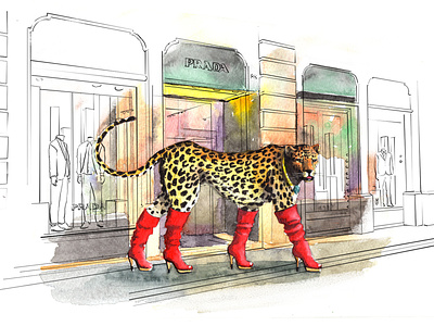 Leopard animal art drawing humor illustration logo painting portrait travel watercolor watercolour