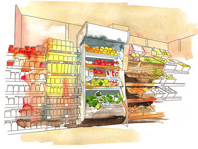 Shop without name aquarelle art design drawing food food illustration illustration painting shop sketch urban art watercolor watercolour